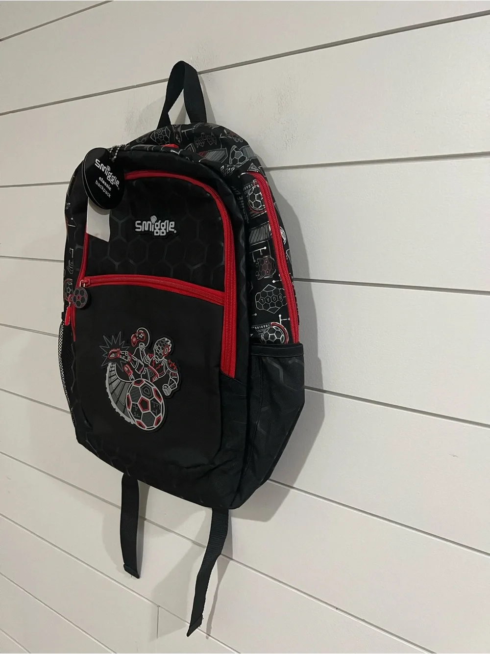 Black & Red Kids' Backpack with Graphic Detail